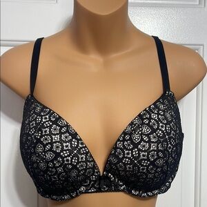 Victoria's Secret Black and Cream Plunge Bra